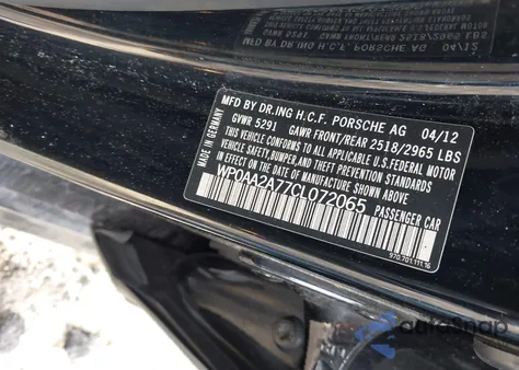 2012 Porsche Panamera 4 z USA, uszkodzony, nr VIN WP0AA2A77CL072065